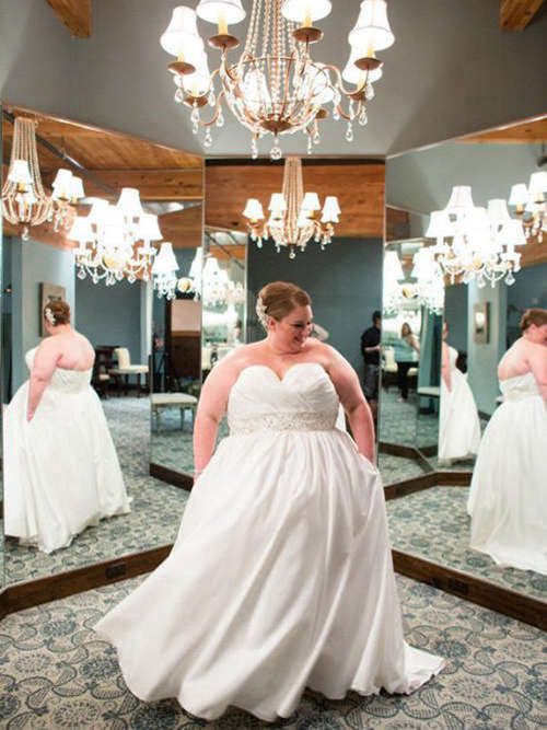 Princess Sweetheart Floor Length Taffeta Plus Size Bridal Dress