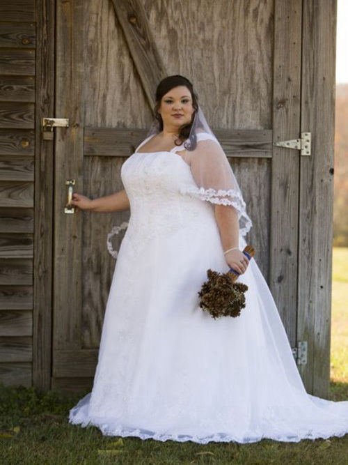 A-line Straps Sweep Train Chiffon Plus Size Bridal Wear