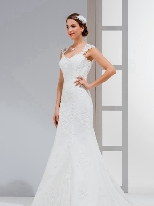 Trumpt V Neck Sweep Train Chiffon Plus Size Wedding Gown With Ap