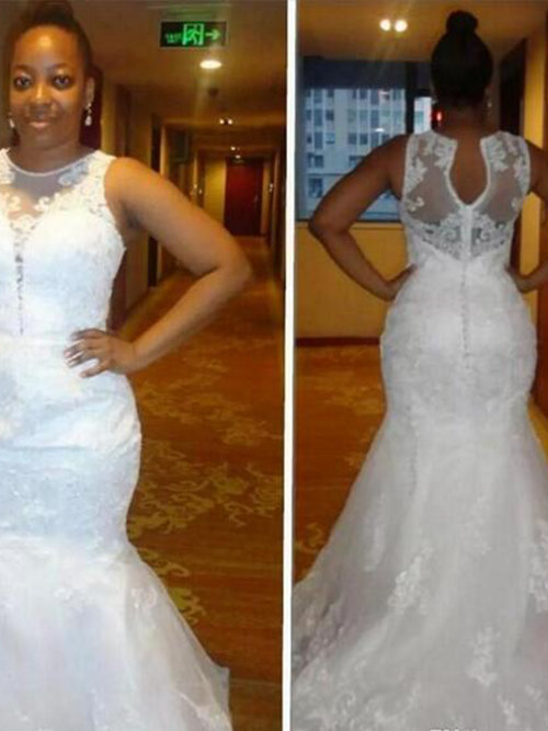 Mermaid Jewel Lace Plus Size Bridal Gown