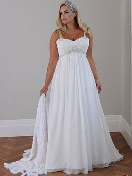 Empire Straps Chiffon Plus Size Bridal Dress