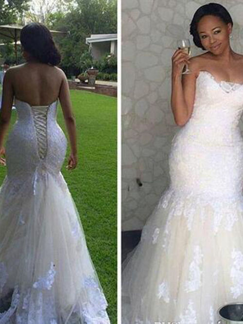 Mermaid Sweetheart Lace Plus Size Wedding Dress