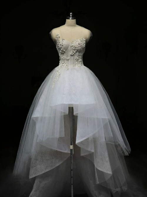 A-line Sweetheart High Low Organza Bridal Dress