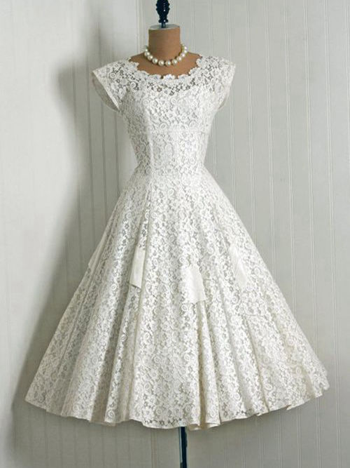 A-line Jewel Ankle Length Lace Bridal Dress