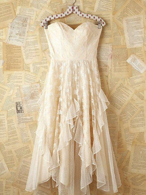 Empire Sweetheart High Low Lace Wedding Dress