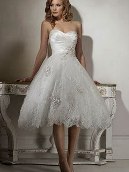 Princess Sweetheart Knee Length Wedding Dress
