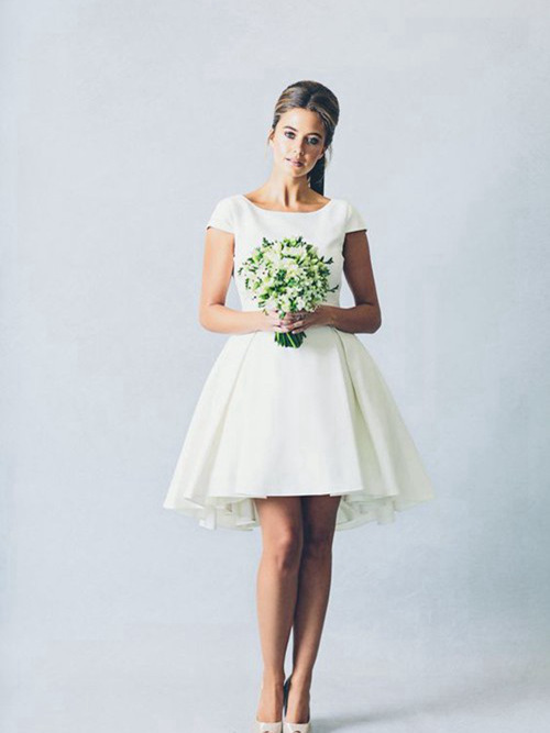 Princess Sqaure Taffeta Short Wedding Dress