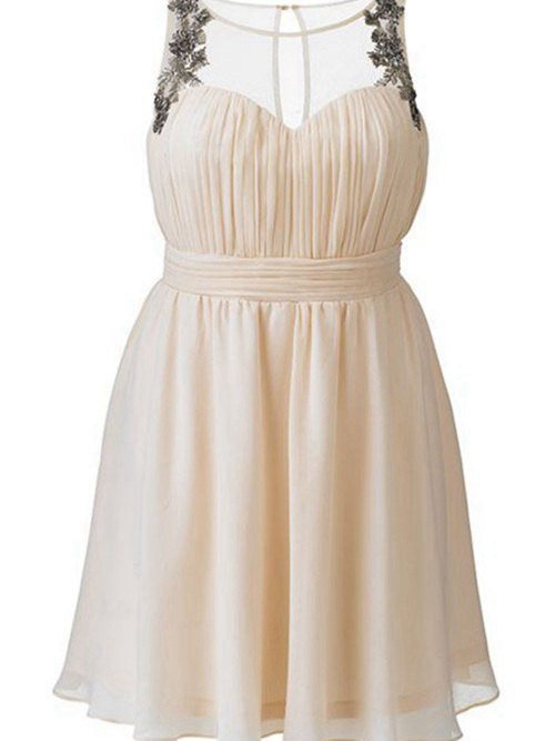 A-line Sheer Chiffon Short Bridal Dress