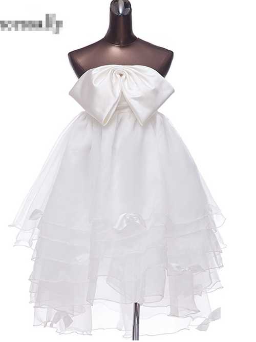 Empire Organza White Short Wedding Dress Bowknot