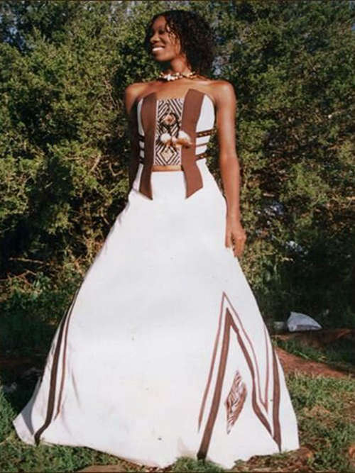 A-line Strapless Floor Length Chiffon Traditional Bridal Dress