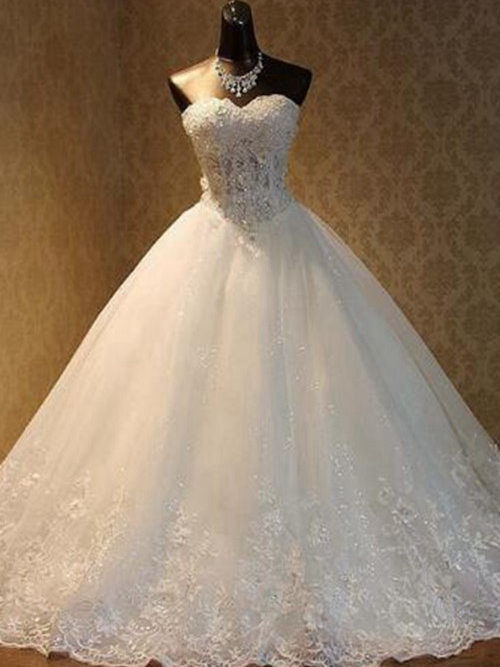 Princess Sweetheart Sweep Train Lace Bridal Gown