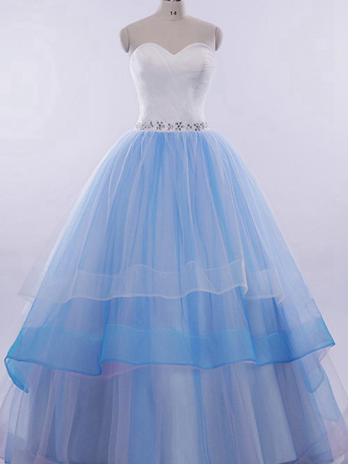 A-line Sweetheart Floor Length Organza Bridal Dress Beading