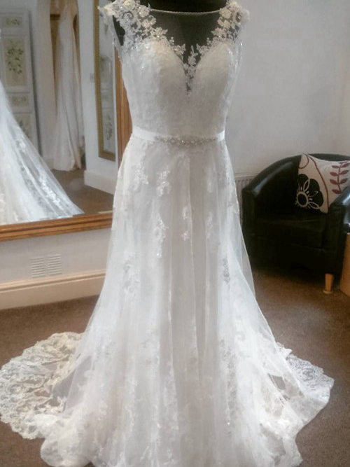 A-line Sheer Sweep Train Lace Bridal Gown