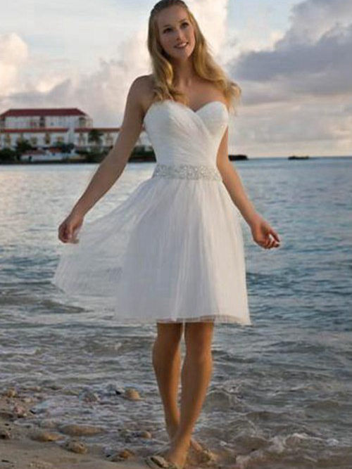Princess Sweetheart Chiffon Short Bridal Dress Beading