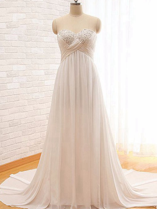 Empire Sweetheart Court Train Chiffon Bridal Dress