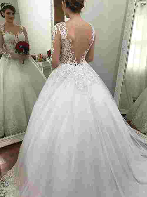 Ball Gown Straps Court Train Organza Wedding Wear