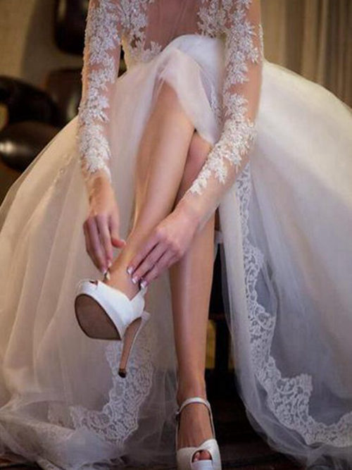 Ball Gown Sheer Brush Train Organza Wedding Dress