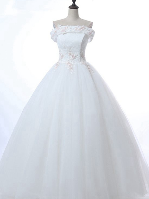 Empire Strapless Floor Length Organza Wedding Dress Applique