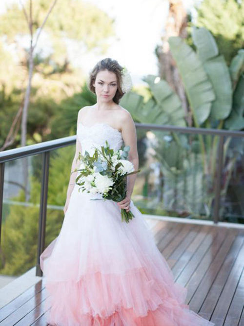 A-line Sweetheart Sweep Train Chiffon Bridal Dress