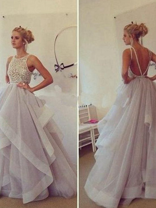 Princess Jewel Floor Length Organza Wedding Dress