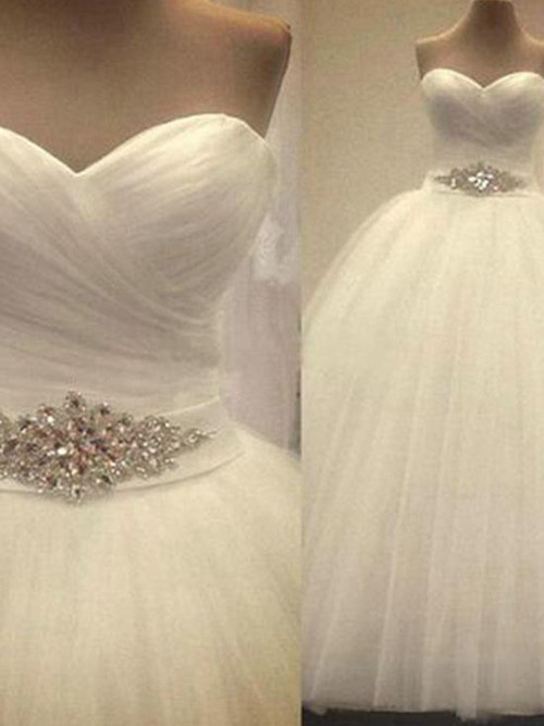 Ball Gown Sweetheart Floor Length Organza Bridal Dress Beading