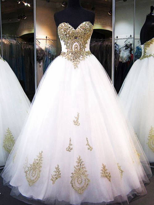A-line Sweetheart Floor Length Organza Wedding Wear Sequins