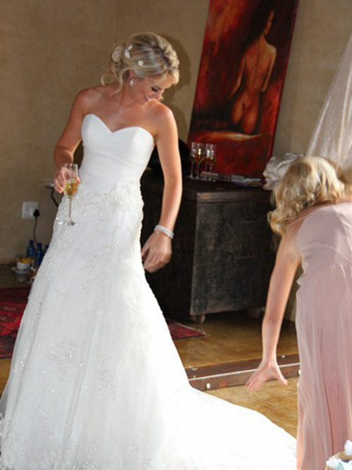 A-line Sweetheart Court Train Chiffon Bridal Gown