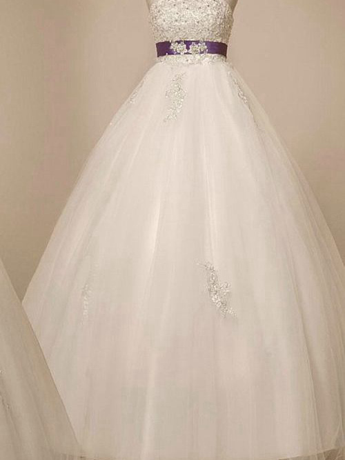 Empire Strapless Floor Length Organza Wedding Dress