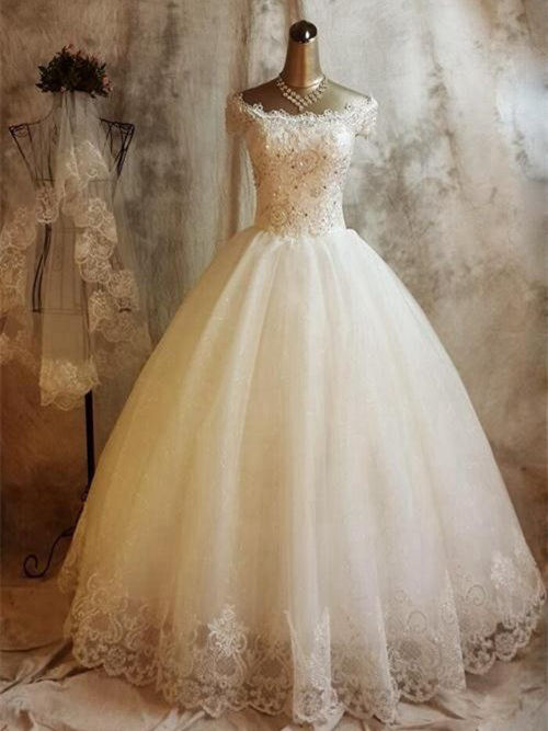 Ball Gown Off Shoulder Floor Length Organza Bridal Wear