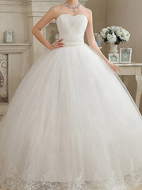 Ball Gown Sweetheart Floor Length Organza Bridal Wear