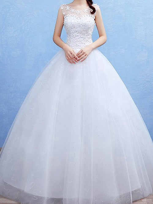 Ball Gown Sheer Floor Length Organza Bridal Wear