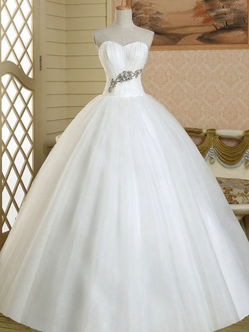 Ball Gown Sweetheart Floor Length Satin Bridal Wear