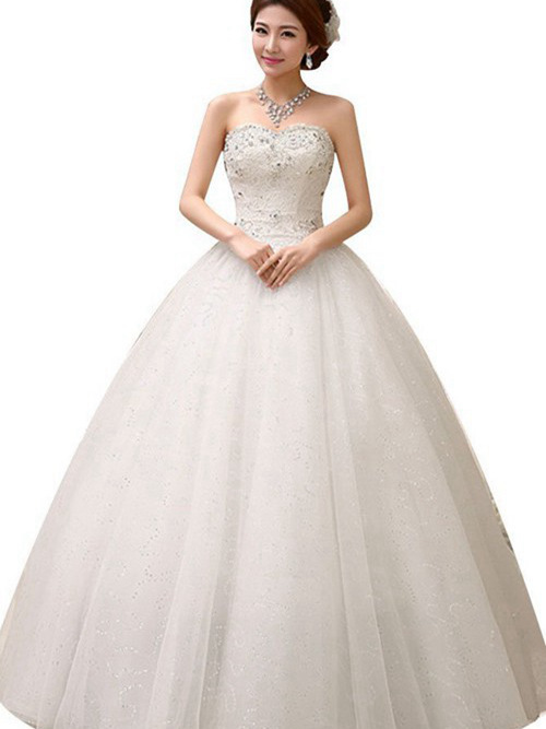 Princess Sweetheart Floor Length Organza Bridal Dress