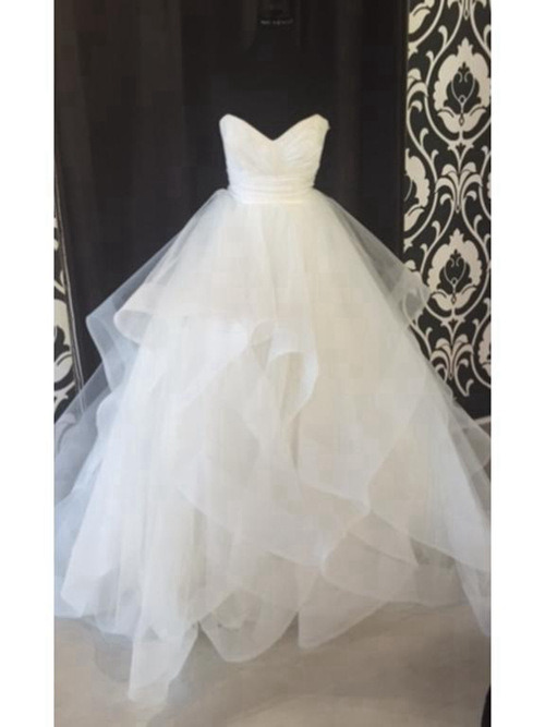 A-line Sweetheart Brush Train Tulle Bridal Dress