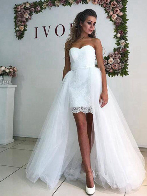 Gorgeous A-line Sweetheart Tulle Lace Wedding Dress