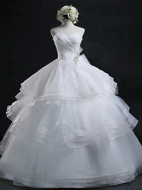 Princess Sweetheart Sweep Train Lace Tulle Bridal Gown Beads