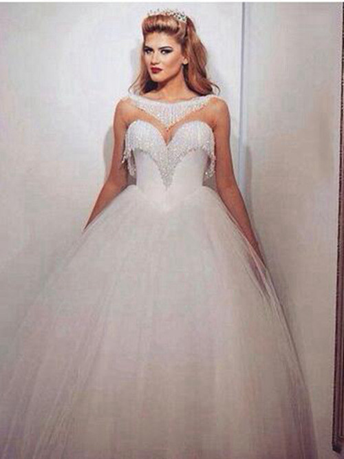 Princess Sweetheart Floor Length Tulle Lace Wedding Dress