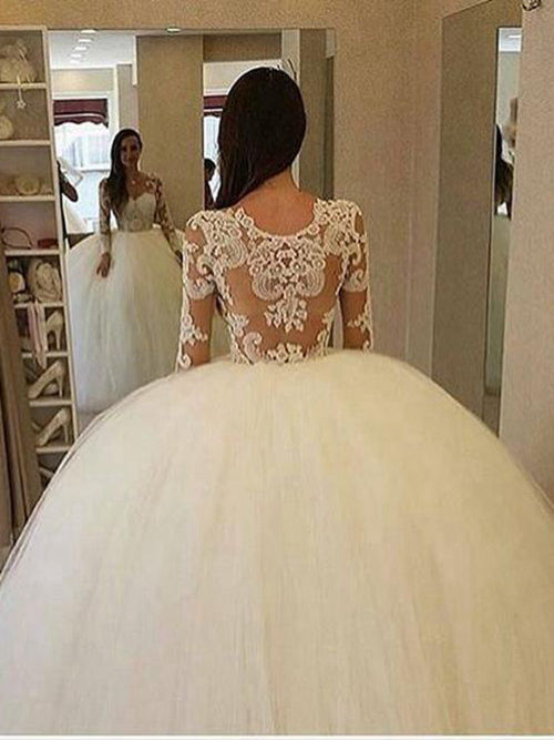 Ball Gown Sweetheart Floor Length Tulle Lace Bridal Wear