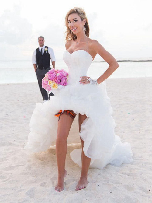 A-line Sweetheart High Low Organza Beach Bridal Wear