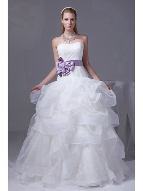 A-line Sweetheart Organza Wedding Gown Bowknot