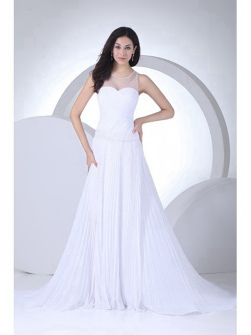 A-line Sheer Chiffon Beach Bridal Dress