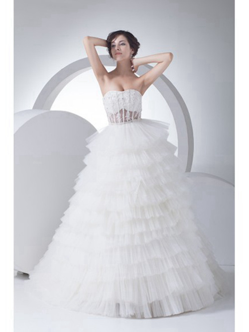 A-line Sweetheart Organza Wedding Dress Layers