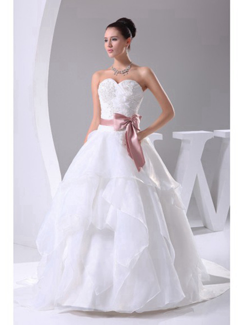 A-line Sweetheart Chiffon Bridal Dress Bowknot