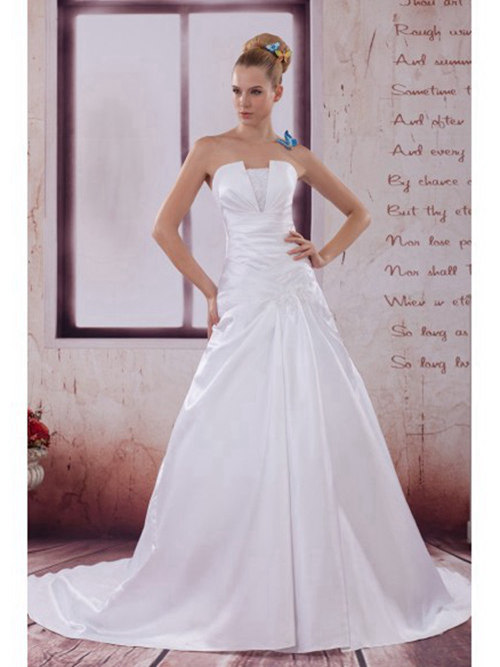A-line Strapless Satin Beach Wedding Dress
