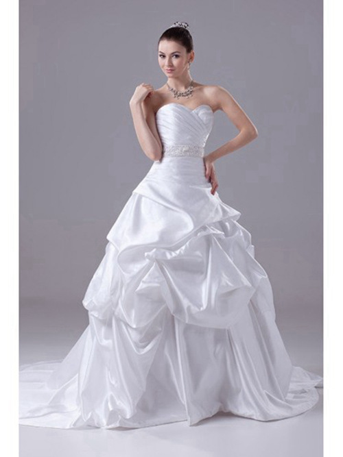 A-line Sweetheart Satin Bridal Dress Ruched