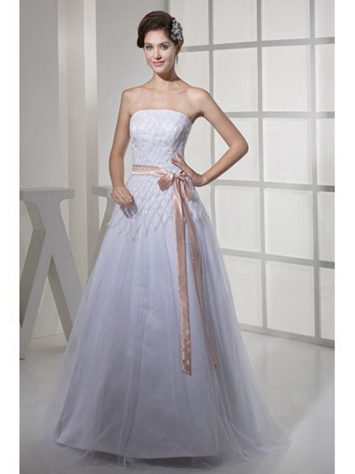 A-line Strapless Organza Bridal Dress Belt