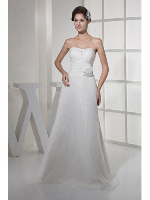 A-line Sweetheart Organza Bridal Gown Flower