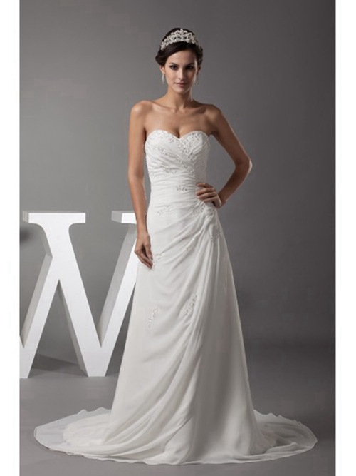 A-line Sweetheart Chiffon Beach Wedding Gown Applique