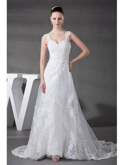 Gorgeous A-line Straps Lace Wedding Wear