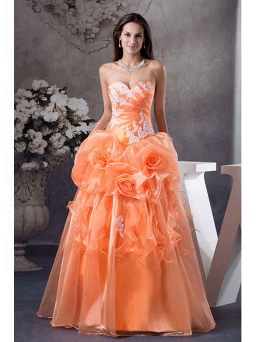 A-line Sweetheart Organza Colorful Wedding Gown Applique